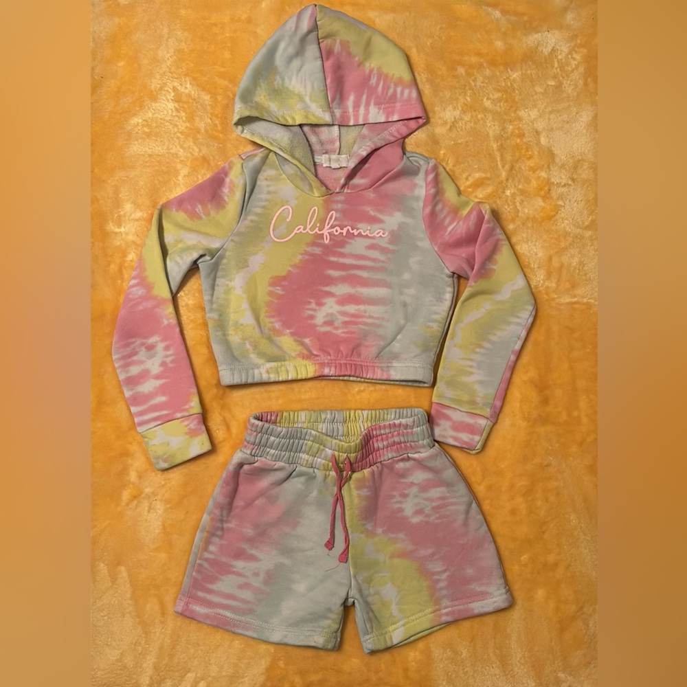 Kensie Girl Pink and Yellow Tie-Dye Kids Matching Set
